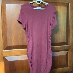 Calvin Klein Short Sleeve Burgundy Bodycon Maxi Dress